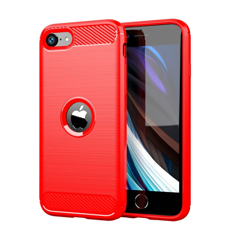 Para capa iphone se 2020 caso para iphone se 2020 capa à prova de choque tpu fibra de carbono caso para iphone 7 8 plus 11 12 pro max fundas