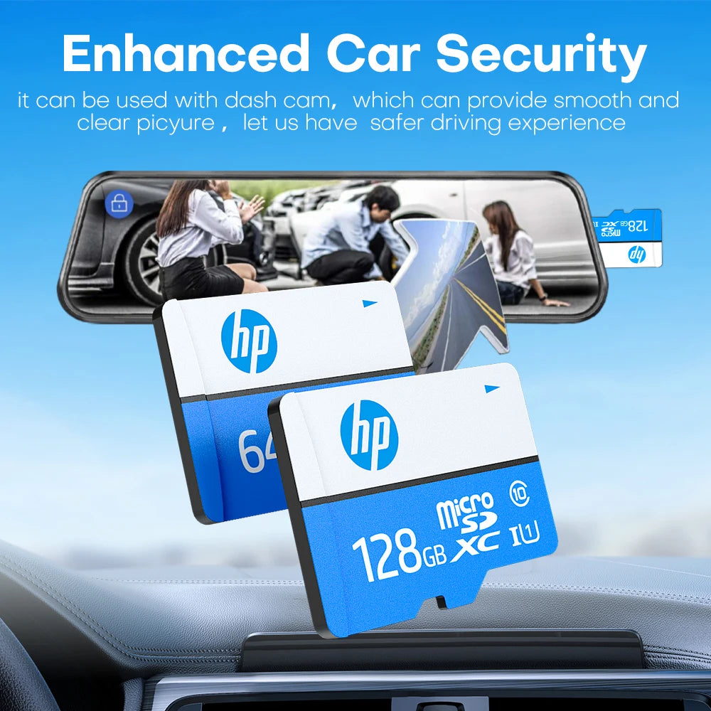 Cartão micro sd hp original, 128gb, 64gb, 32gb, cartão de memória de alta velocidade, cartão de memórias microsd classe 10, cartão tf para dji pocket cameras pc
