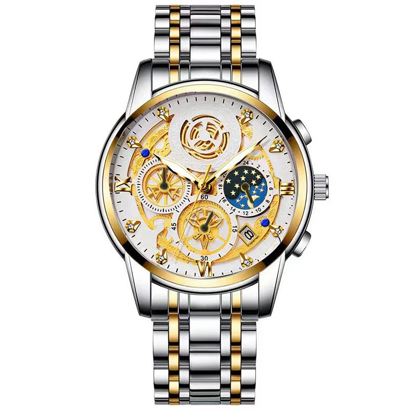 Binbond b4010 moda casual quartzo relógio masculino pulseira de aço inoxidável mostrador luxo luminoso 30m à prova dwaterproof água relógio de pulso masculino negócios