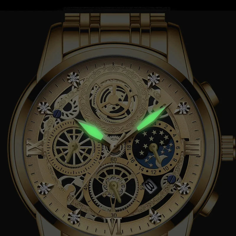Binbond b4010 moda casual quartzo relógio masculino pulseira de aço inoxidável mostrador luxo luminoso 30m à prova dwaterproof água relógio de pulso masculino negócios