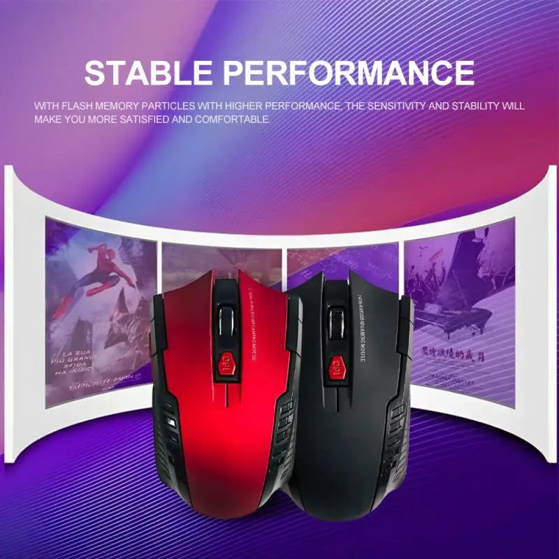 Mouse sem fio 2.4g, receptor usb, 6 botões, profissional, óptico, sem fio, usb, rolagem direita, para laptop, pc gamer