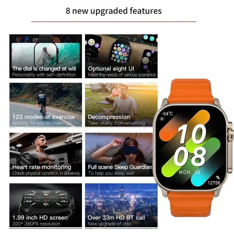 Novo relógio inteligente 8 ultra gen 2 relógio ultra iwo ultra nfc smartwatch série 8 chamada bluetooth 2.2 Polegada relógio de fitness sem fio