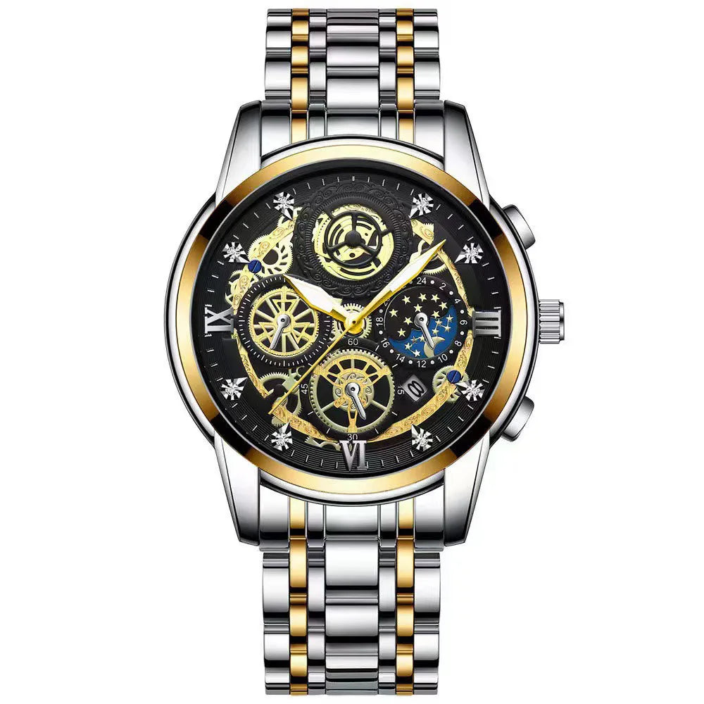 Binbond b4010 moda casual quartzo relógio masculino pulseira de aço inoxidável mostrador luxo luminoso 30m à prova dwaterproof água relógio de pulso masculino negócios