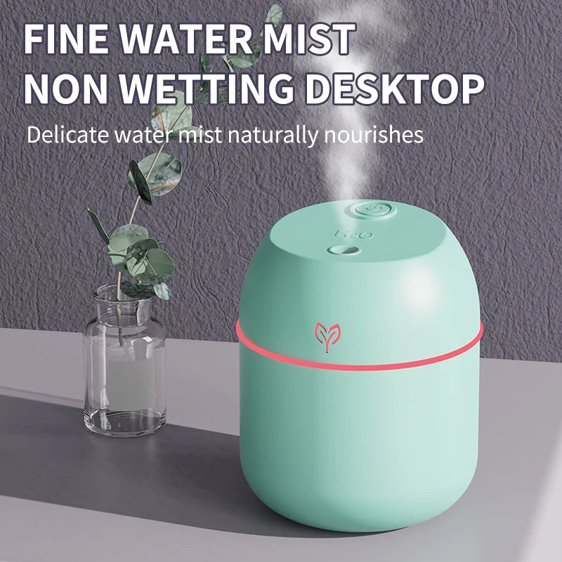 Umidificador de ar usb com grande quantidade de neblina, 220ml, pequeno umidificador de mesa, casa, carro inteligente, máquina de aromatização