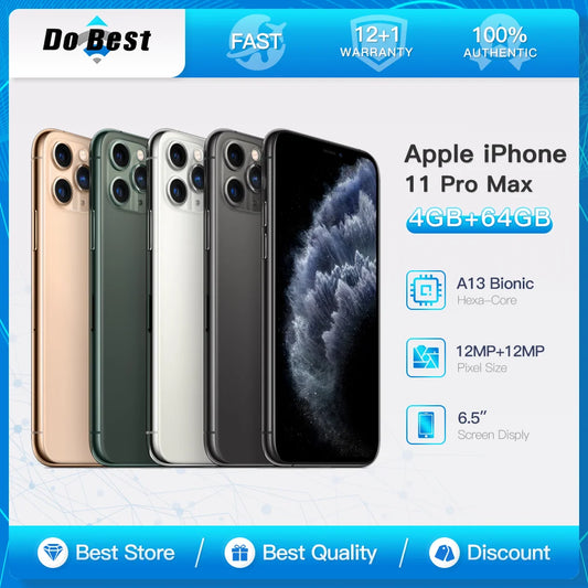 Apple iphone 11 pro max 4g lte telefone móvel 6.5 "face id nfc 12mp câmera desbloqueado smartphone a13 biônico hexa-core ios celular