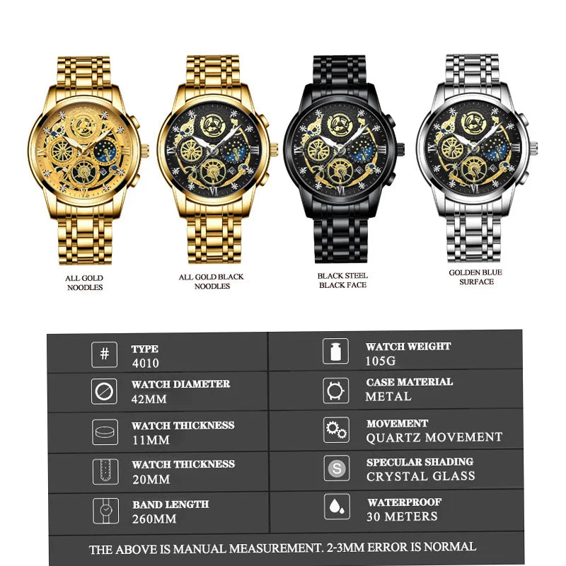 Binbond b4010 moda casual quartzo relógio masculino pulseira de aço inoxidável mostrador luxo luminoso 30m à prova dwaterproof água relógio de pulso masculino negócios