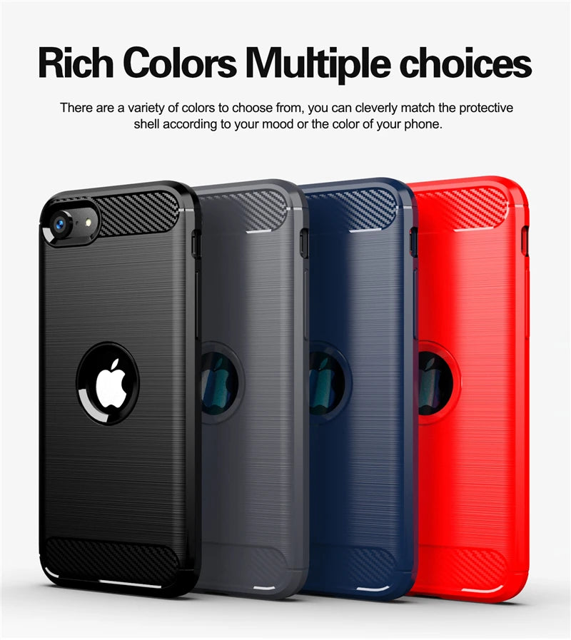 Para capa iphone se 2020 caso para iphone se 2020 capa à prova de choque tpu fibra de carbono caso para iphone 7 8 plus 11 12 pro max fundas