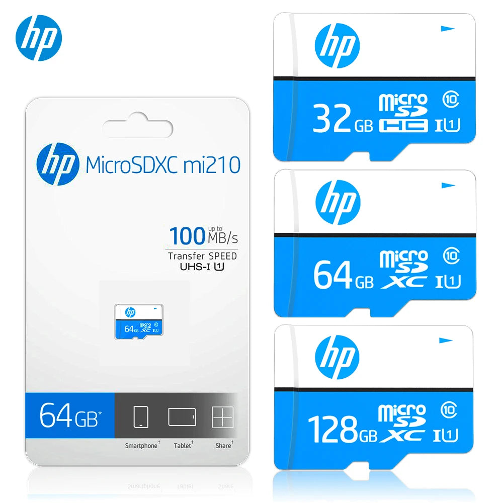 Cartão micro sd hp original, 128gb, 64gb, 32gb, cartão de memória de alta velocidade, cartão de memórias microsd classe 10, cartão tf para dji pocket cameras pc