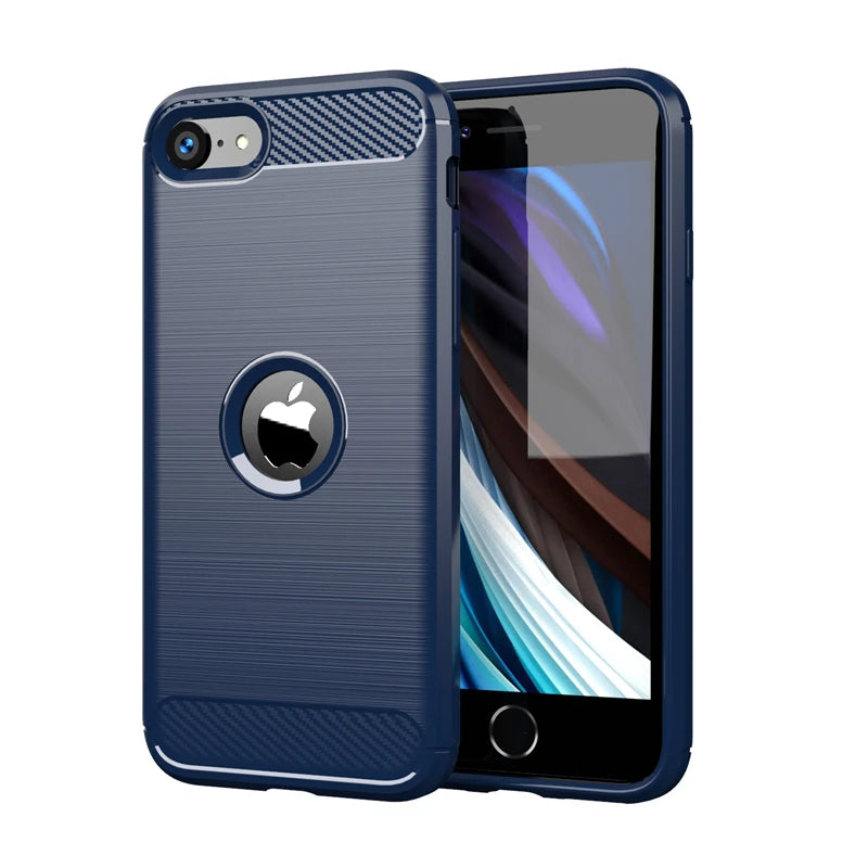 Para capa iphone se 2020 caso para iphone se 2020 capa à prova de choque tpu fibra de carbono caso para iphone 7 8 plus 11 12 pro max fundas