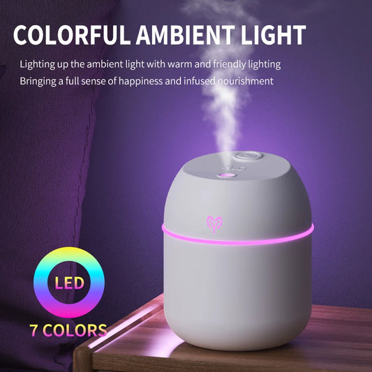 Umidificador de ar usb com grande quantidade de neblina, 220ml, pequeno umidificador de mesa, casa, carro inteligente, máquina de aromatização