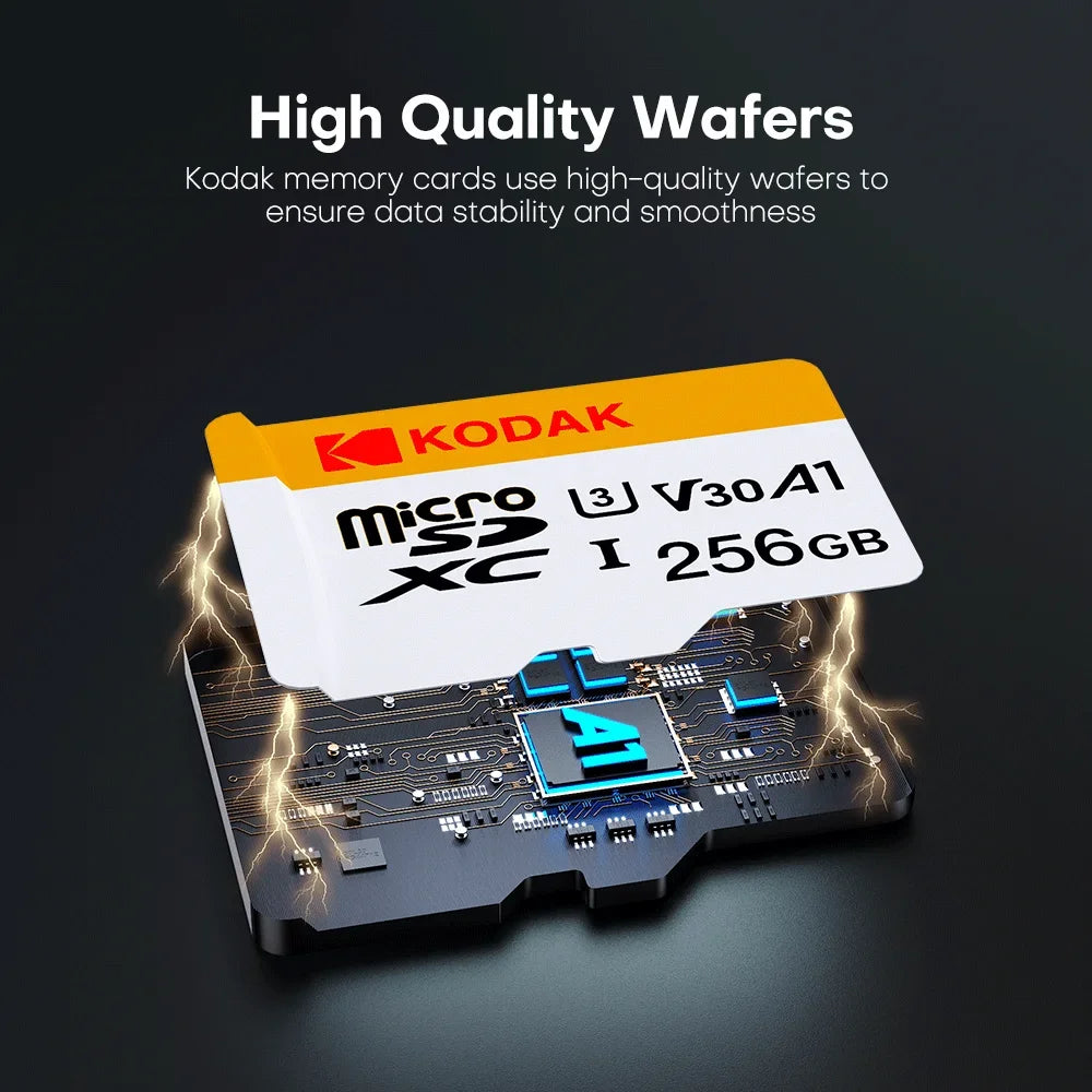 Kodak mini cartão de memória sd 256gb 128gb 64gb 32gb u3 v30 4k full hd micro tf cartão de memória flash para telefone/computador/câmera