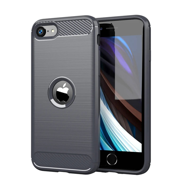 Para capa iphone se 2020 caso para iphone se 2020 capa à prova de choque tpu fibra de carbono caso para iphone 7 8 plus 11 12 pro max fundas