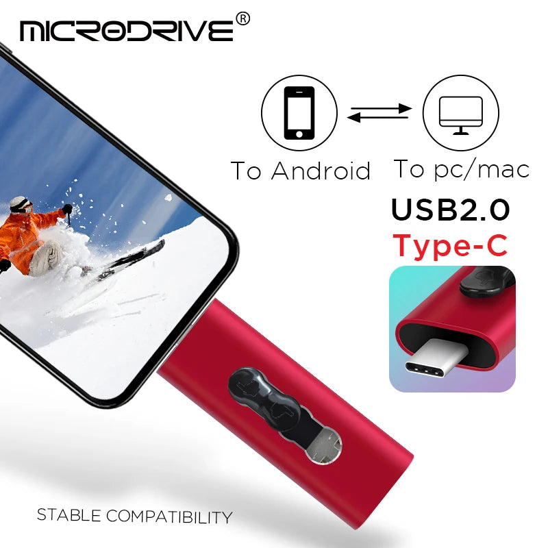 Tipo-C 2 EM 1 USB Flash Drive 64GB Pen Drive 4GB 8GB 16GB Pendrives Usb Stick 32GB 128GB Memory Stick