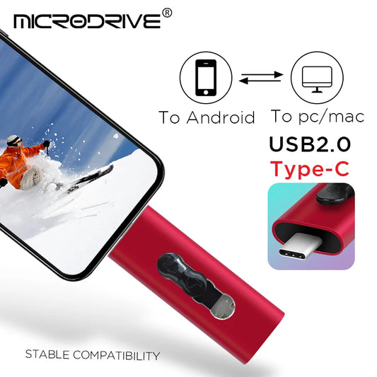 Tipo-C 2 EM 1 USB Flash Drive 64GB Pen Drive 4GB 8GB 16GB Pendrives Usb Stick 32GB 128GB Memory Stick