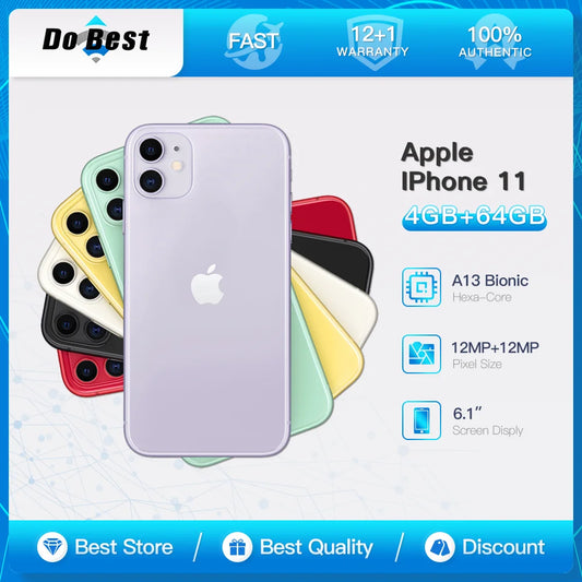 Original desbloqueado apple iphone 11 4g lte telefone móvel nfc 64/128/256gb rom 6.1 ''tela ips 12mp a13 biônico hexa-core celular