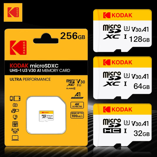 Kodak mini cartão de memória sd 256gb 128gb 64gb 32gb u3 v30 4k full hd micro tf cartão de memória flash para telefone/computador/câmera