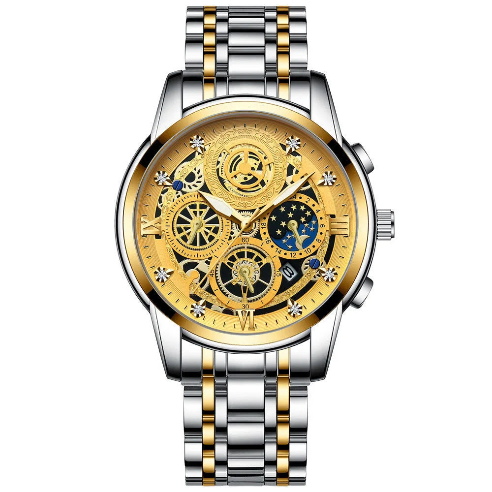 Binbond b4010 moda casual quartzo relógio masculino pulseira de aço inoxidável mostrador luxo luminoso 30m à prova dwaterproof água relógio de pulso masculino negócios