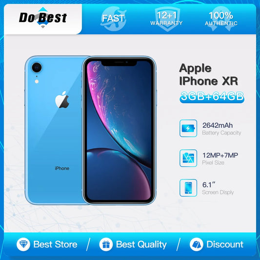 Original apple iphone xr 4g lte telefone móvel desbloqueado 6.1 "display 3gb ram 64gb/128gb/256gb rom 12mp a12 biônico ios celular