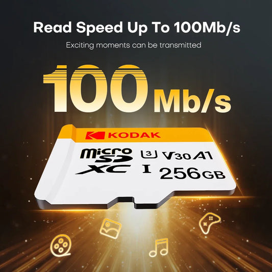 Kodak mini cartão de memória sd 256gb 128gb 64gb 32gb u3 v30 4k full hd micro tf cartão de memória flash para telefone/computador/câmera