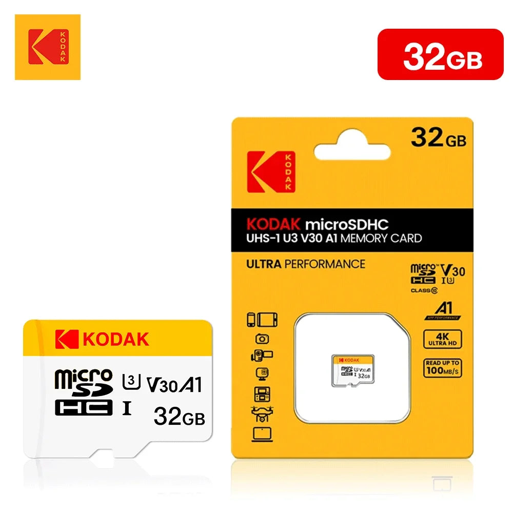 Kodak mini cartão de memória sd 256gb 128gb 64gb 32gb u3 v30 4k full hd micro tf cartão de memória flash para telefone/computador/câmera