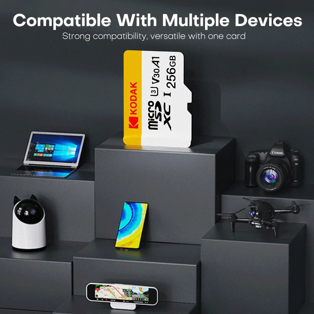 Kodak mini cartão de memória sd 256gb 128gb 64gb 32gb u3 v30 4k full hd micro tf cartão de memória flash para telefone/computador/câmera