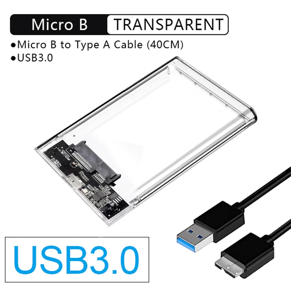 USB 3.0 To 2.5 Inch Hard Drive Case USB 3.0 Para 2.5 Polegada Caso Disco Rígido SATA HDD SSD Enclosure 5Gbps Caixa de Disco Rígido Externo para PC Portátil Smartphone PC Portátil