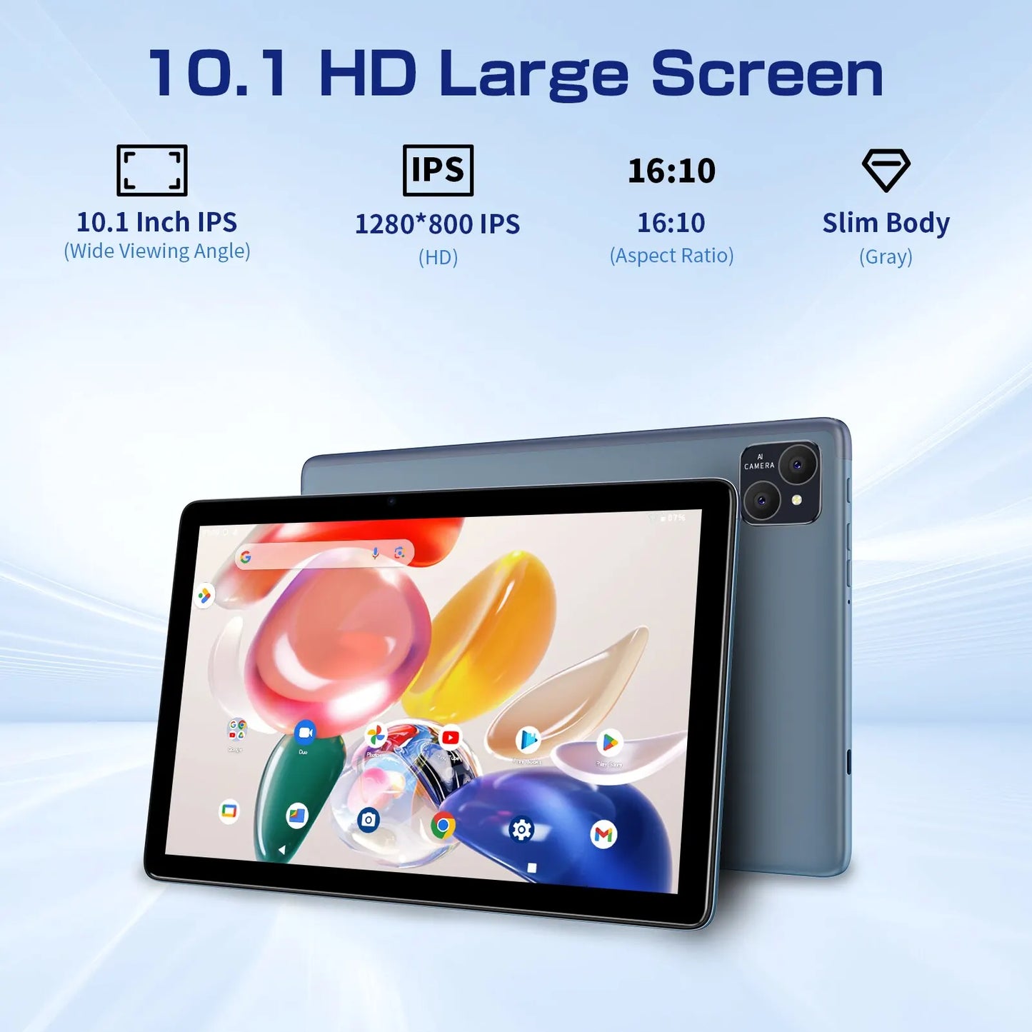 VASOUN Android 14 Tablet 10.1 ", 12GB(6 + 6 Expandir) RAM, 128GB ROM, Octa Core, Dual SIM 4G desbloqueado com 2.4G/5G WiFi GPS
