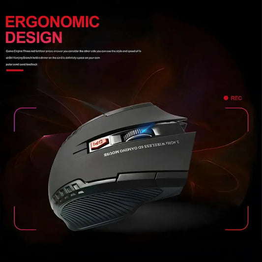 Mouse sem fio 2.4g, receptor usb, 6 botões, profissional, óptico, sem fio, usb, rolagem direita, para laptop, pc gamer