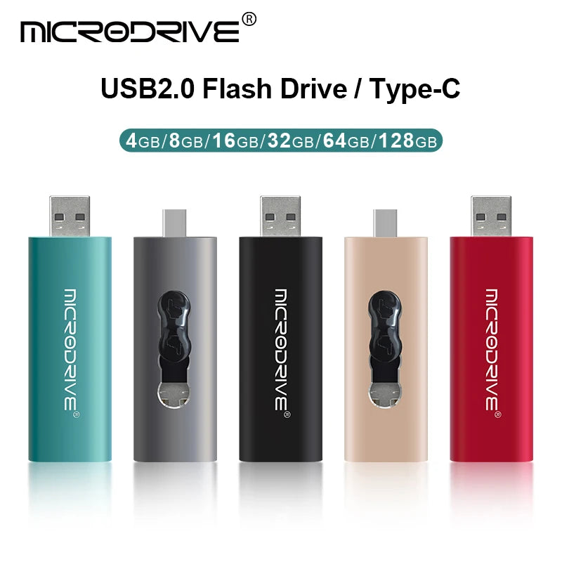 Tipo-C 2 EM 1 USB Flash Drive 64GB Pen Drive 4GB 8GB 16GB Pendrives Usb Stick 32GB 128GB Memory Stick