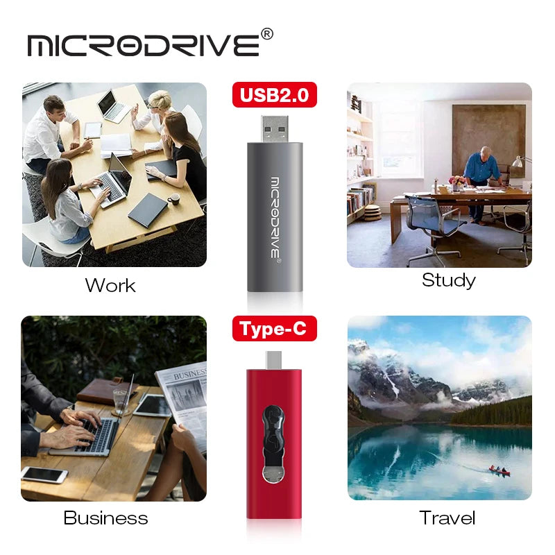 Tipo-C 2 EM 1 USB Flash Drive 64GB Pen Drive 4GB 8GB 16GB Pendrives Usb Stick 32GB 128GB Memory Stick
